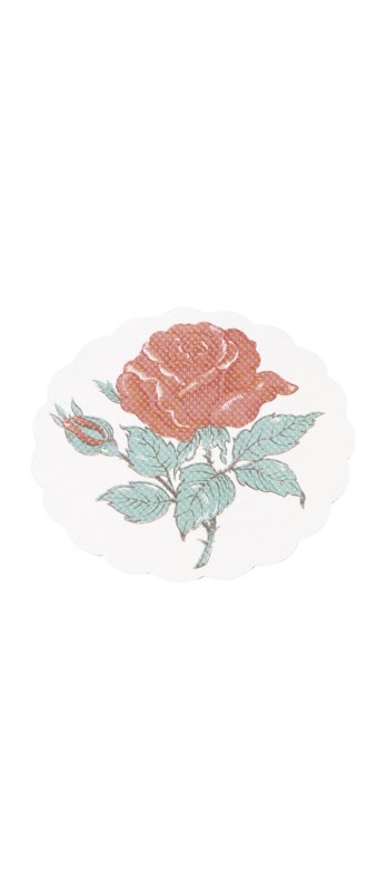 Tassenuntersätze Rund, weiss mit Rose, 100 mm
Sottobicchieri rotondi, bianchi con rosa, 100,mm
PAP 12291