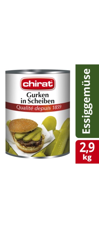 Gurken in Scheiben Chirat, längsgeschn.
Cetrioli a fette (lunghezza) Chirat, Net 1450 g