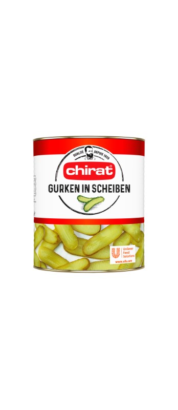 Gurken in Scheiben Chirat, längsgeschn.
Cetrioli a fette (lunghezza) Chirat, Net 1450 g