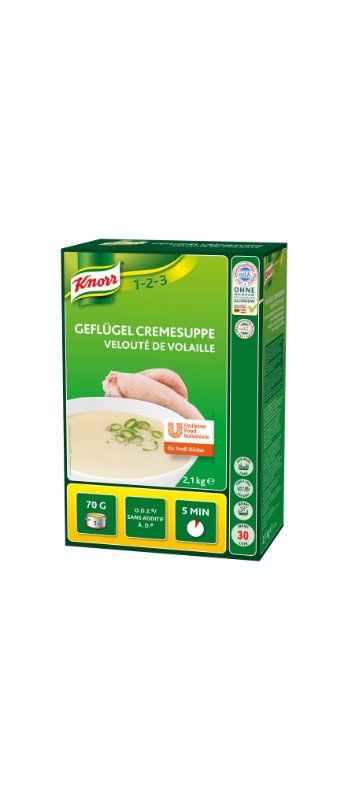 Geflügel Cremesuppe 1-2-3 Knorr
Crema alla carne di pollame Knorr