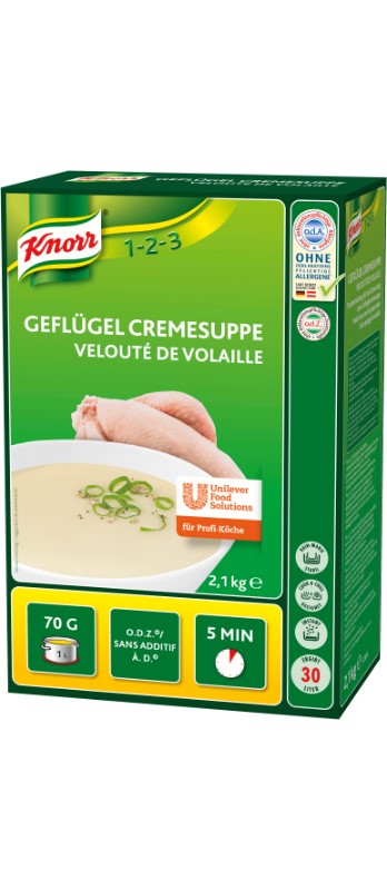 Geflügel Cremesuppe 1-2-3 Knorr
Crema alla carne di pollame Knorr